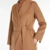 Wool drap wrap coat, camel