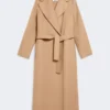 Wool drap wrap coat, camel