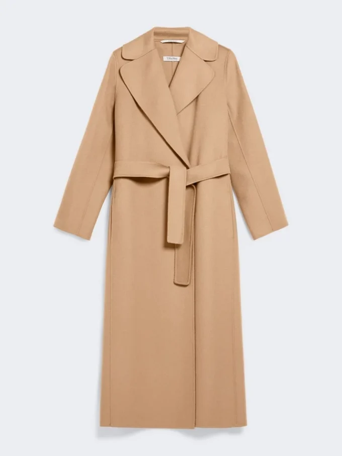 Wool drap wrap coat, camel
