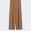 Wool jersey trousers, tobacco