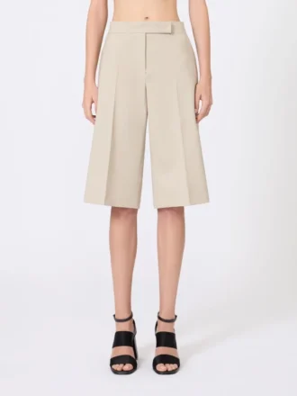 Wool, mohair and silk canvas bermuda shorts, sand