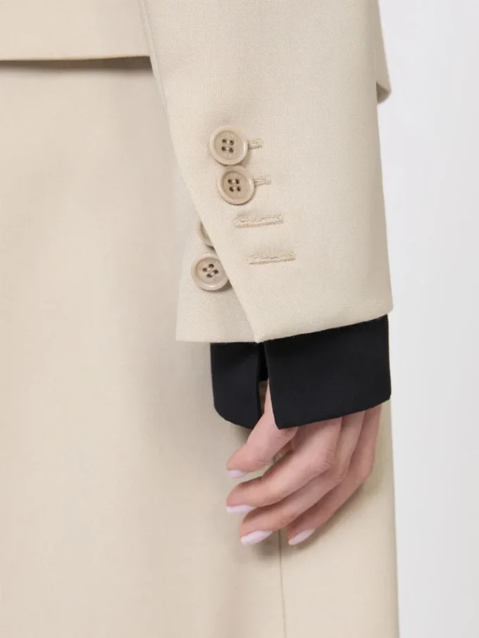 Wool, mohair and silk double-breasted blazer, sand