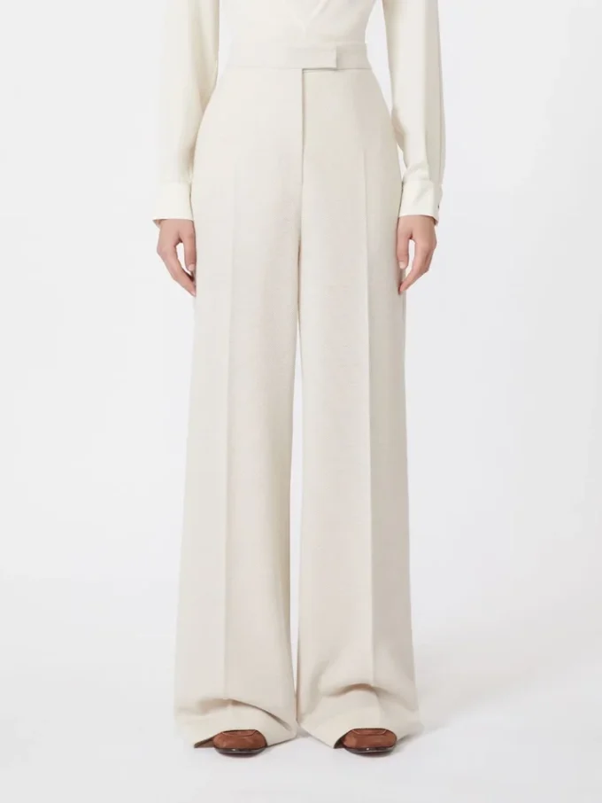 Wool piqua trousers, ivory