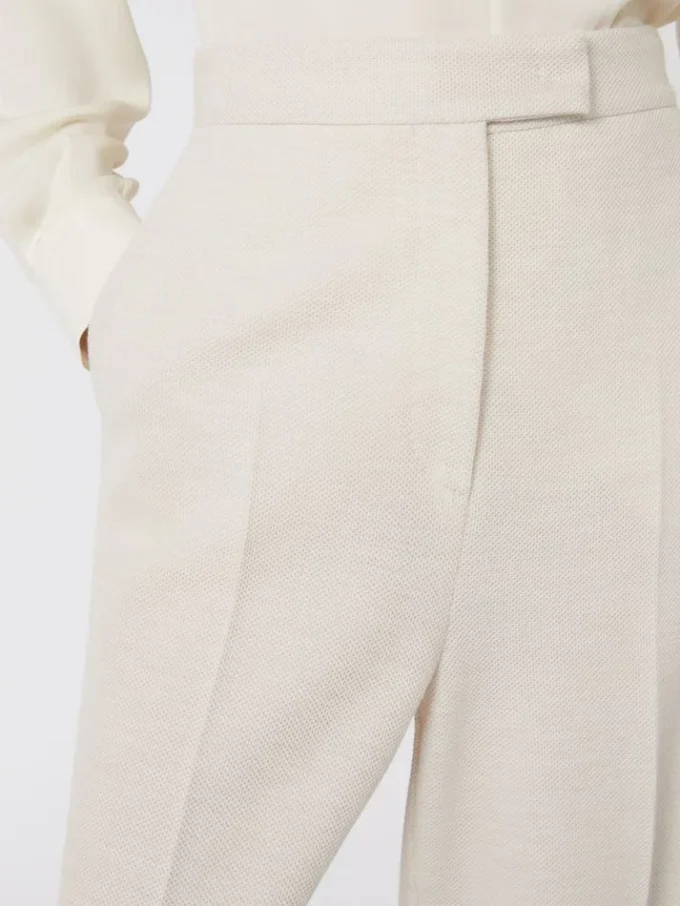 Wool piqua trousers, ivory