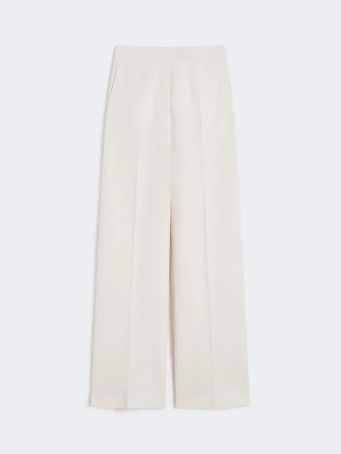 Wool piqua trousers, ivory