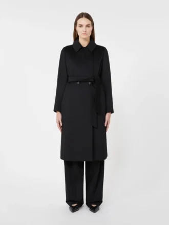 Wool robe coat, black