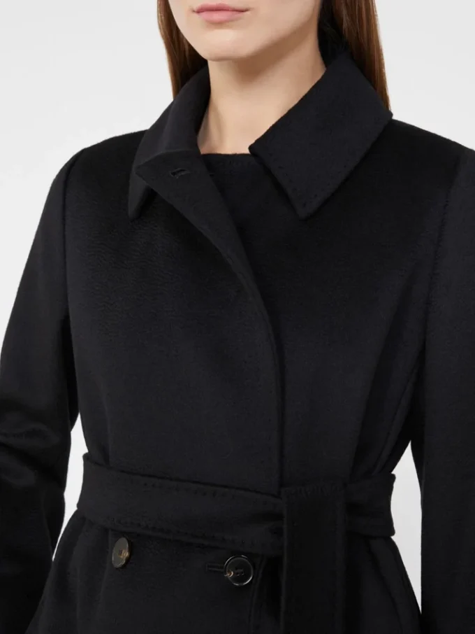 Wool robe coat, black
