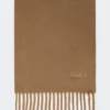 Wool scarf with embroidery, brown