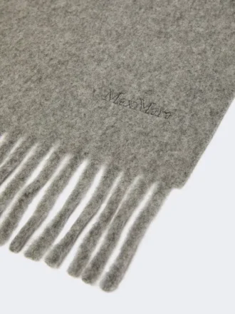 Wool scarf with embroidery, medium grey