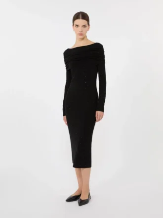 Wool yarn dress, black