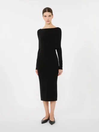 Wool yarn dress, black