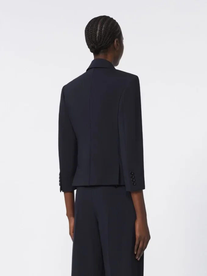Woollen cloth cropped blazer, ultramarine