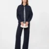 Woollen cloth cropped jacket, navy