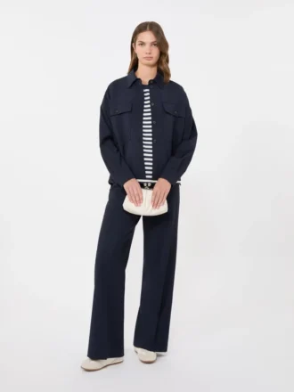 Woollen cloth cropped jacket, navy