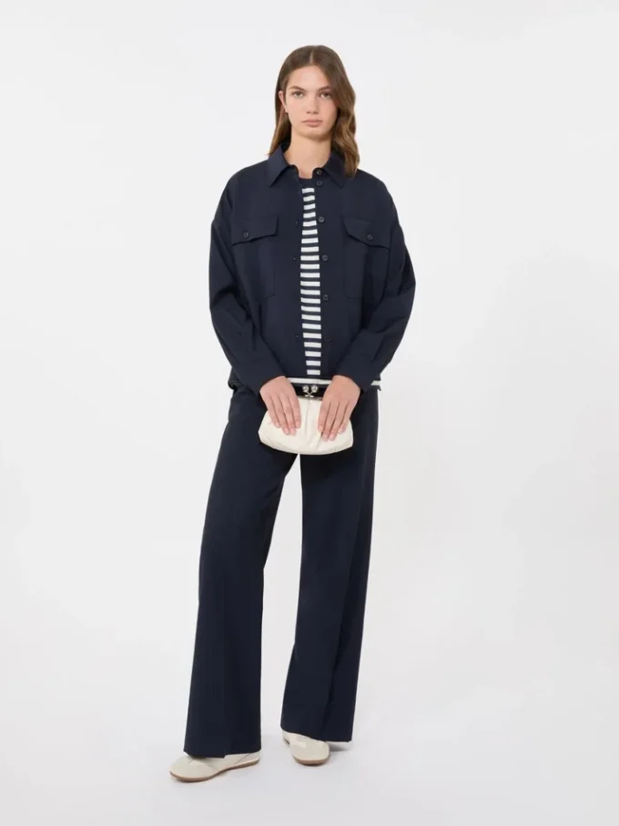 Woollen cloth cropped jacket, navy