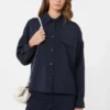 Woollen cloth cropped jacket, navy