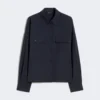 Woollen cloth cropped jacket, navy