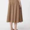 Woollen cloth midi skirt, hazelnut brown