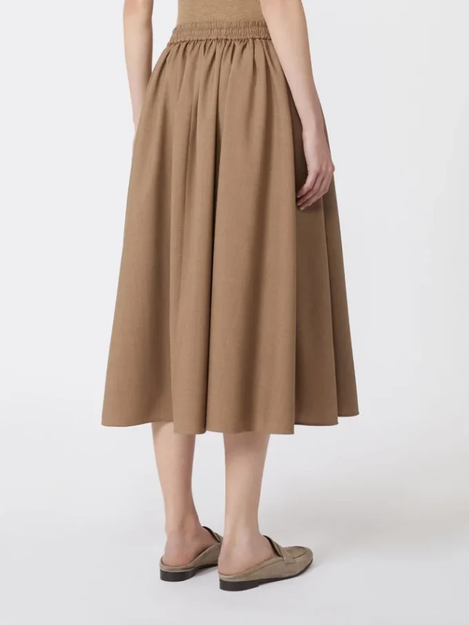Woollen cloth midi skirt, hazelnut brown