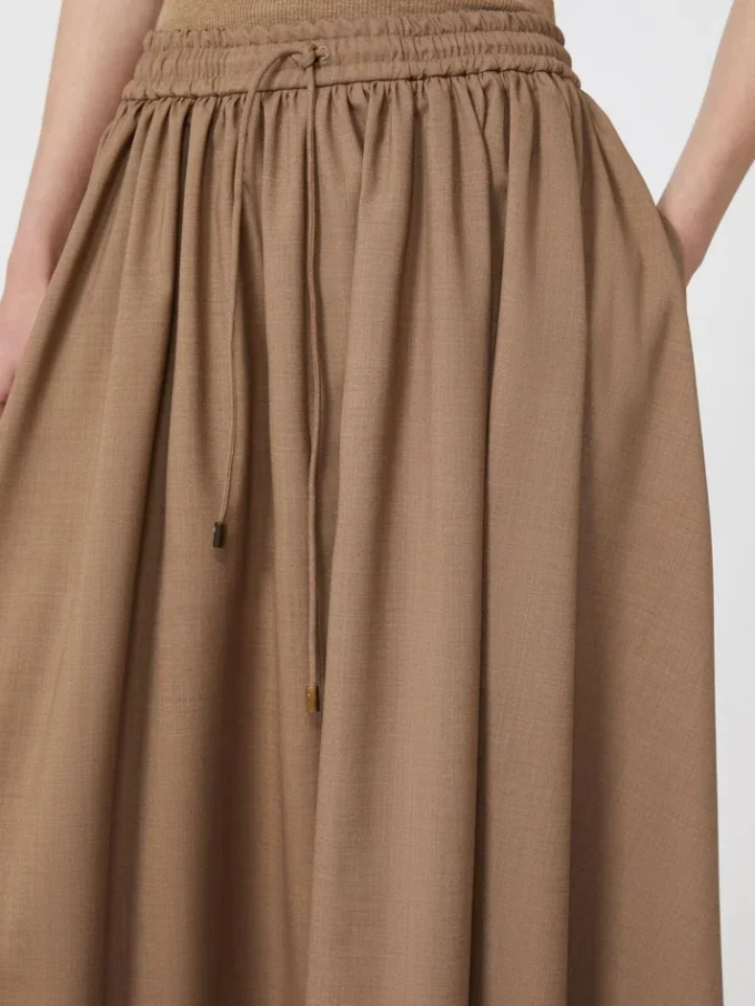 Woollen cloth midi skirt, hazelnut brown