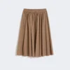 Woollen cloth midi skirt, hazelnut brown
