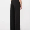 Woollen cloth palazzo trousers, black