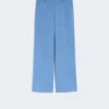 Woollen cloth palazzo trousers, light blue
