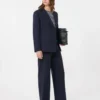 Woollen cloth palazzo trousers, navy
