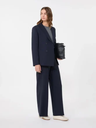 Woollen cloth palazzo trousers, navy