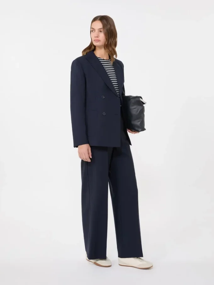Woollen cloth palazzo trousers, navy