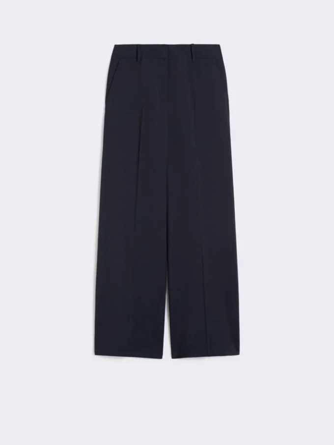Woollen cloth palazzo trousers, navy