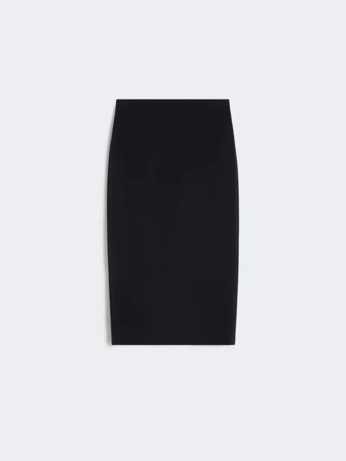 Woollen cloth pencil skirt, ultramarine