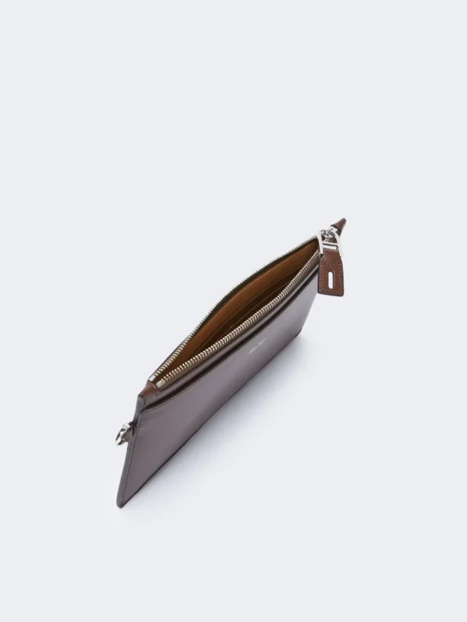 Wrist-strap leather pouch, cocoa Wrist-strap leather pouch, cocoa